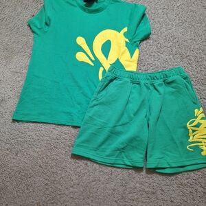 Syna World Team Syna Twinset T Shirt And Shorts in Green Size Small